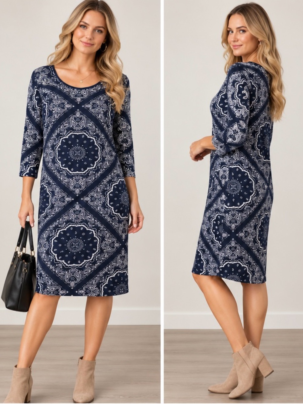 Agnes & Dora Navy Paisley Maxi Dress